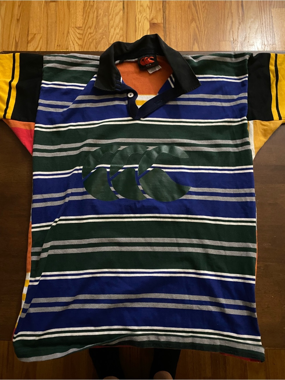 Canterbury Striped Rugby Polo Shirt - Green & Blue